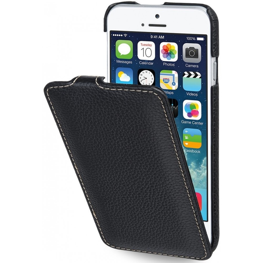 Etui iPhone 6 / 6S Ultraslim grainé noir en cuir véritable ...