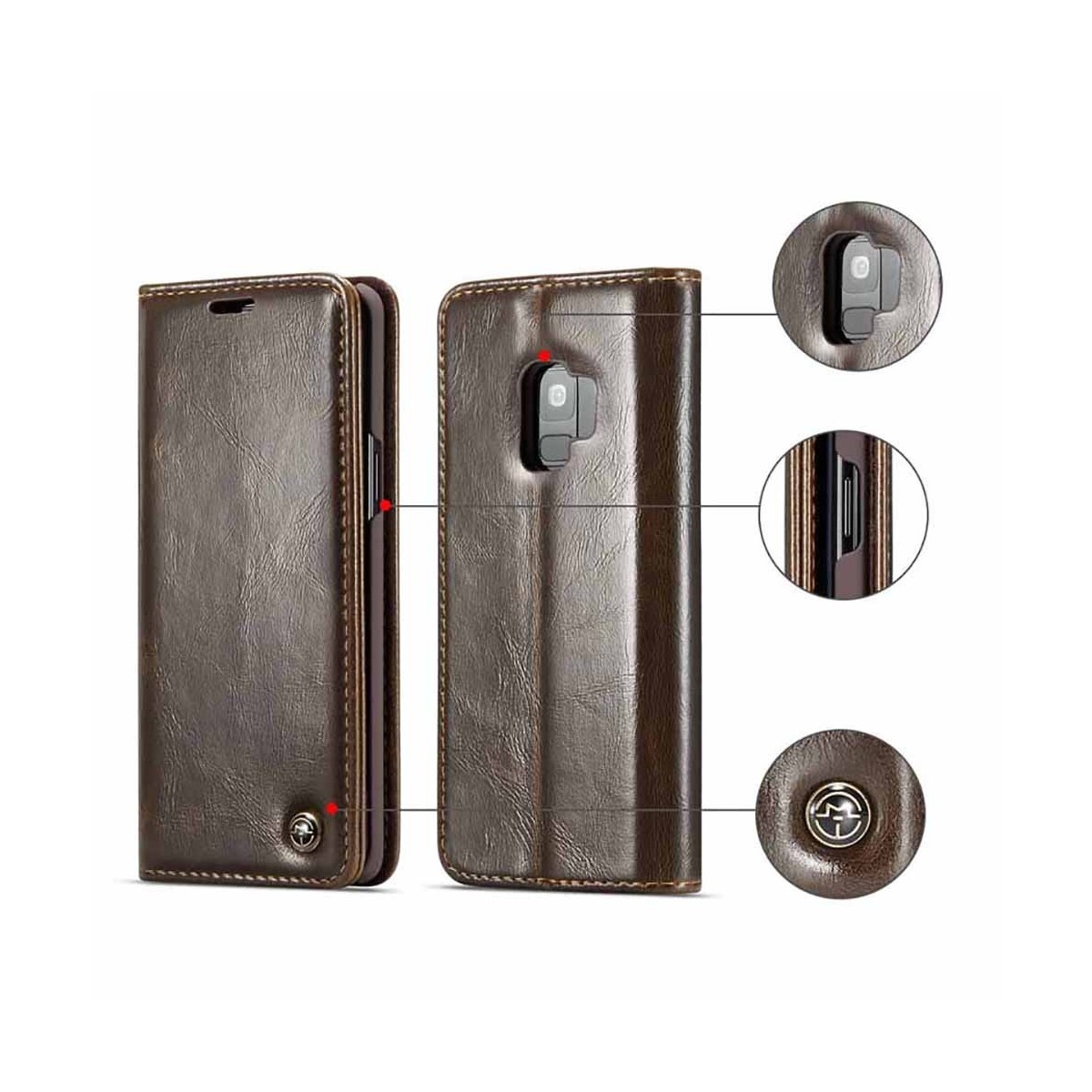 Etui Galaxy S9 porte-cartes marron - CaseMe