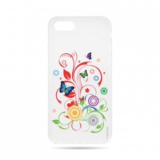 Coque iPhone 8 transparente souple motif Papillons et Cercles - Crazy Kase