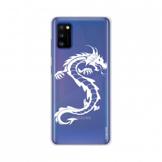 Coque pour Samsung Galaxy A41 souple Dragon blanc Crazy Kase